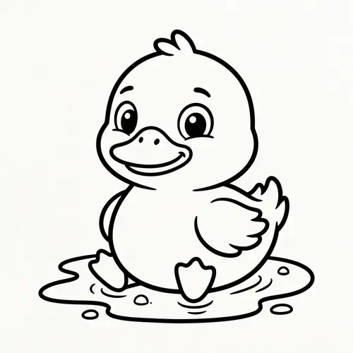 Cute Duckling Coloring Page for 1-Year-Olds