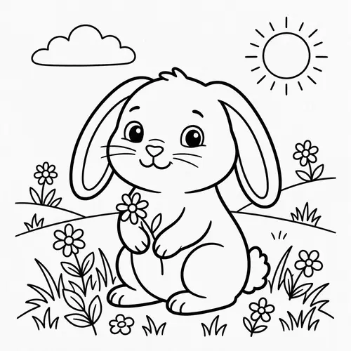 Adorable Bunny Coloring Page for 4-Year-Olds