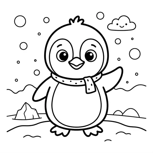 Cute Penguin Coloring Page for Kids