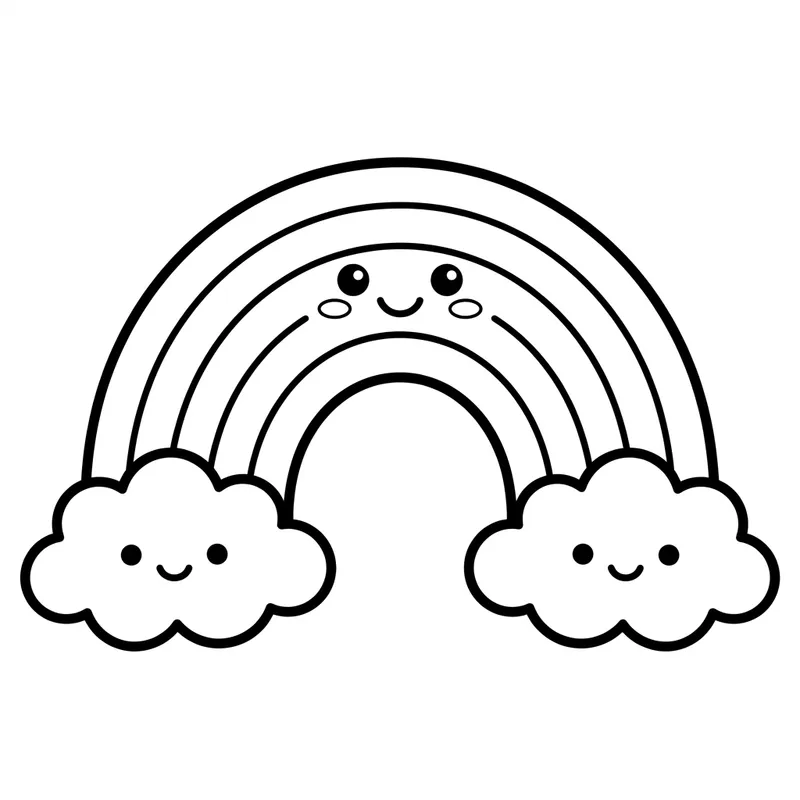 Simple and Adorable Rainbow Coloring Page for Toddlers