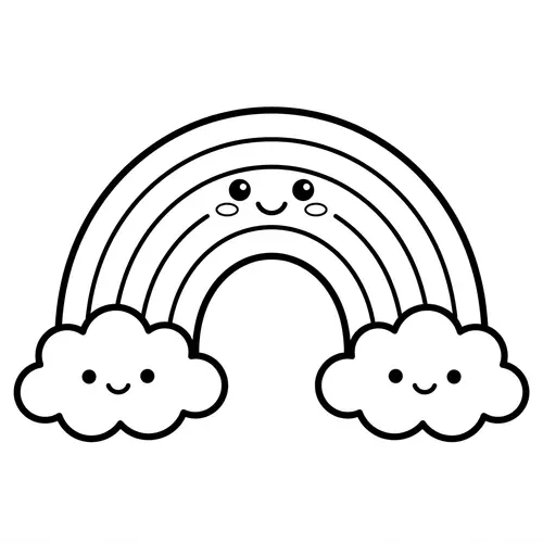 Adorable Rainbow Coloring Page for 3-Year-Olds