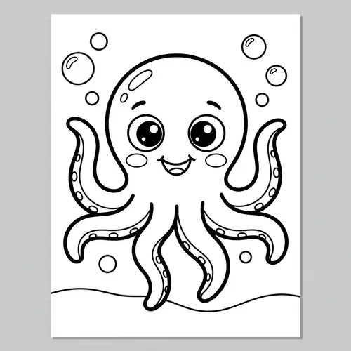Cute Octopus Coloring Page for Kids