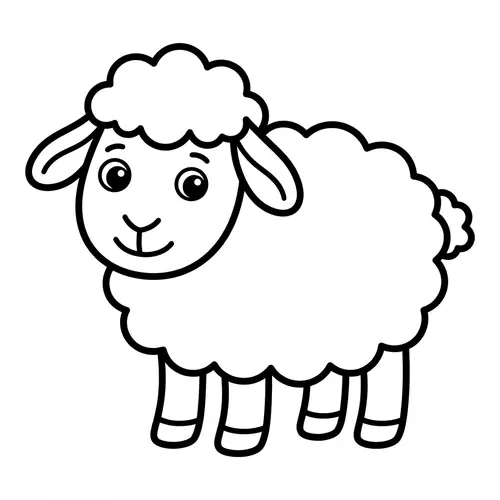Cute and Friendly Sheep Coloring Page for Kids