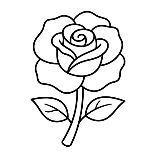 Adorable Rose Line Art for Kids Coloring | Simple & Elegant