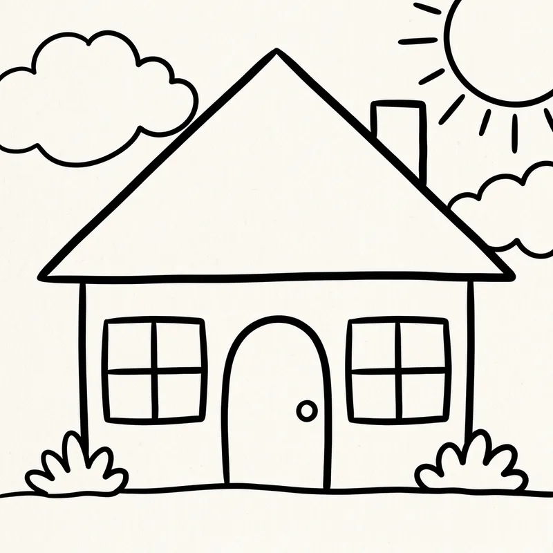 Simple and Cute House Drawing for Kids