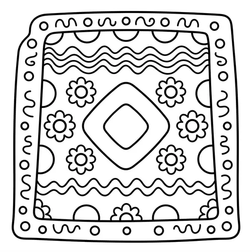 Playful Carpet Coloring Page for Kids | Easy Geometric Patterns