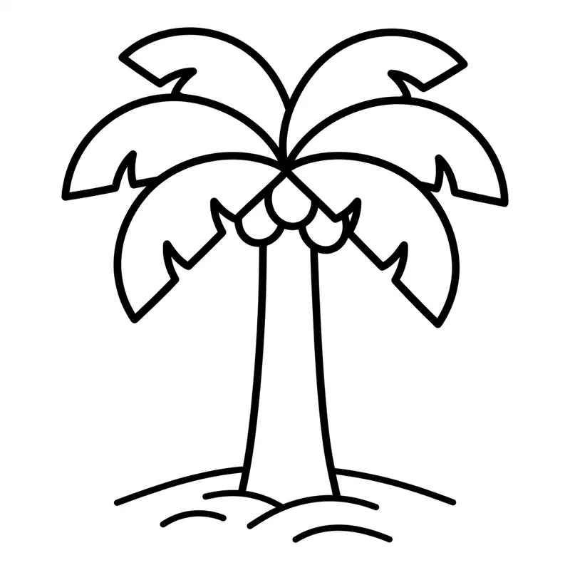 Simple and Easy Palm Tree Coloring Page for Toddlers
