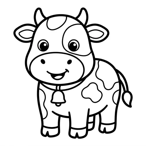 Adorable Cow Line Art for 1-Year-Olds to Color