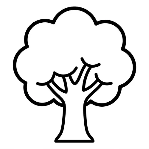 Simple Tree Coloring Page for 1-Year-Olds