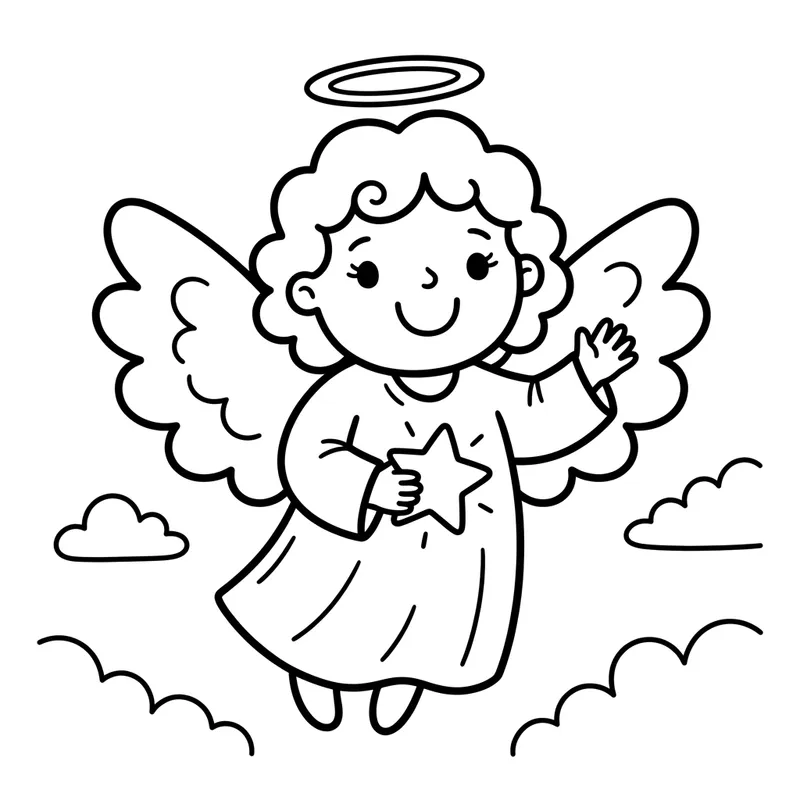 Adorable Angel Coloring Page for Kids
