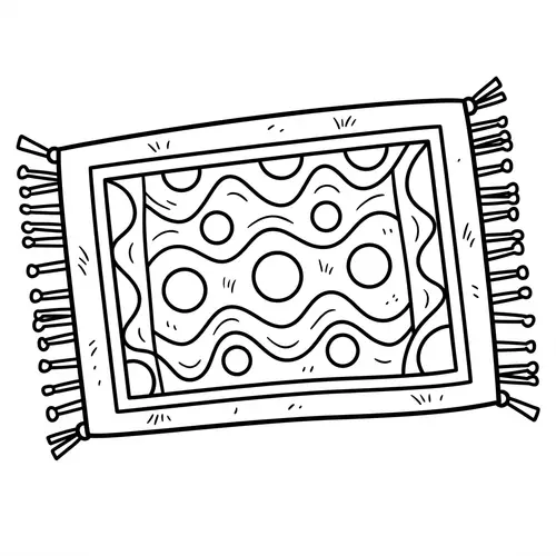 Simple Carpet Coloring Page for Kids - Easy Black Line Art