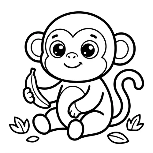 Cute Monkey Coloring Page for Toddlers