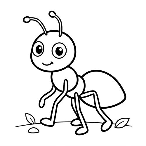 Cute Ant Coloring Page for Toddlers