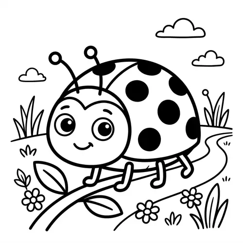 Cute and Simple Ladybug Coloring Page for Toddlers