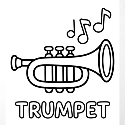 Cute Trumpet Coloring Page for Kids