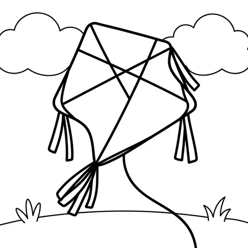 Real-Looking Kite Coloring Page for 3-Year-Olds