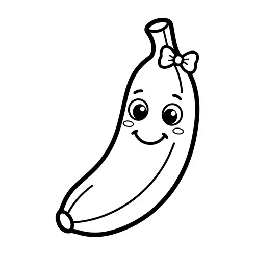 Cute Banana Coloring Page for Kids