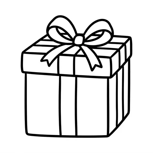 Simple Line Art Gift Box for Kids Coloring