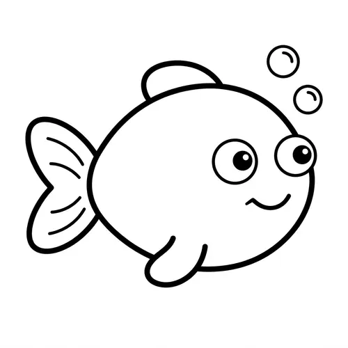 Cute Fish Coloring Page for Kids | Easy Line Art Drawing