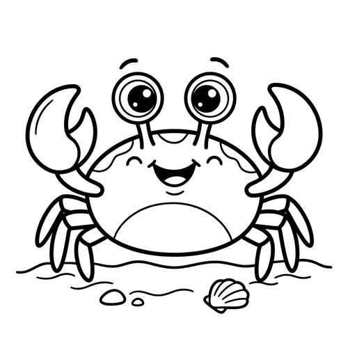 Cute Crab Coloring Page for Kids