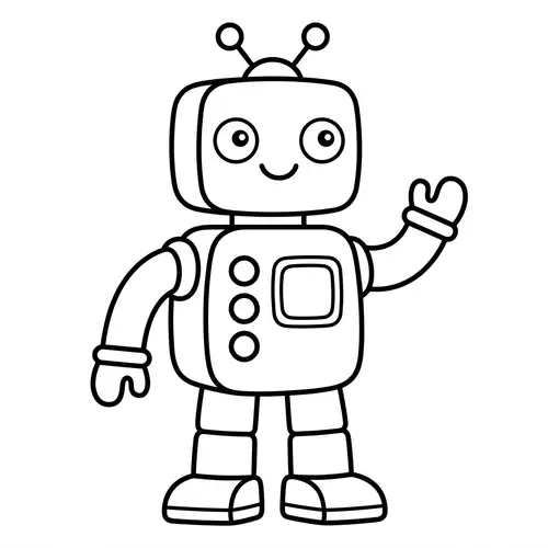 Cute Toy Robot Coloring Page for Kids