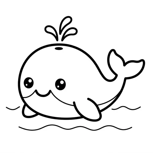 Adorable Whale Coloring Page for Kids