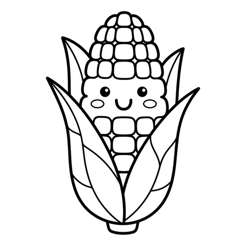 Cute Corn Coloring Page for Kids