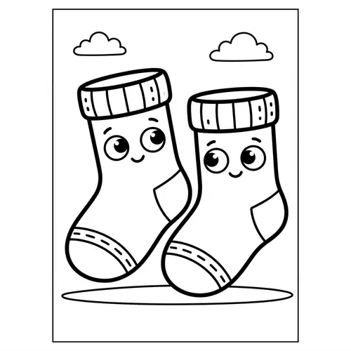 Adorable Socks Coloring Page for Kids