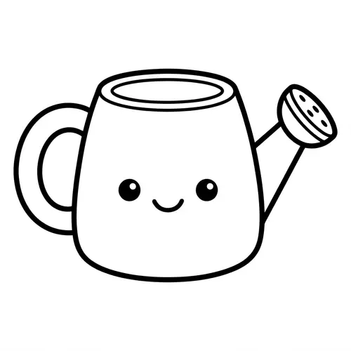 Cute Watering Can Coloring Page for Kids