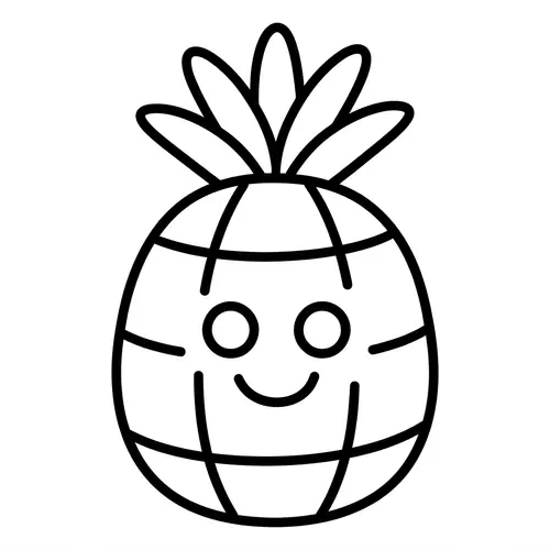 Simple Pineapple Coloring Page for Toddlers