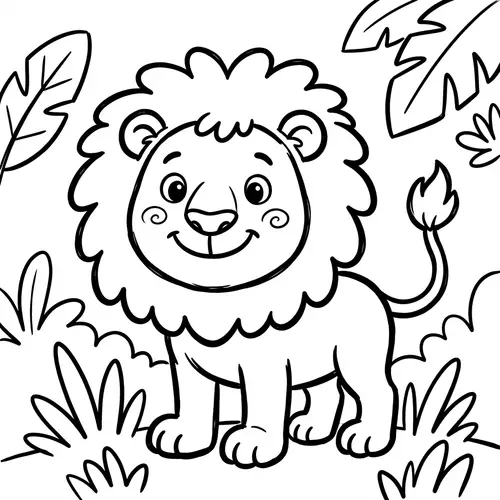 Simplistic Lion Cartoon for 3-Year-Olds Coloring | Classic Children's Book Style