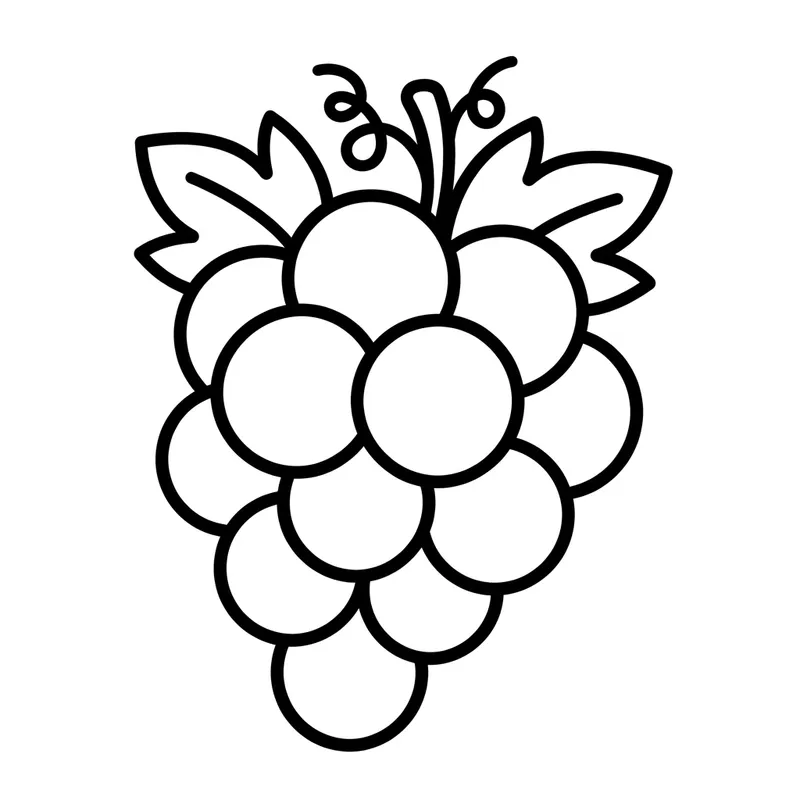 Cute Grapes Coloring Page for Kids