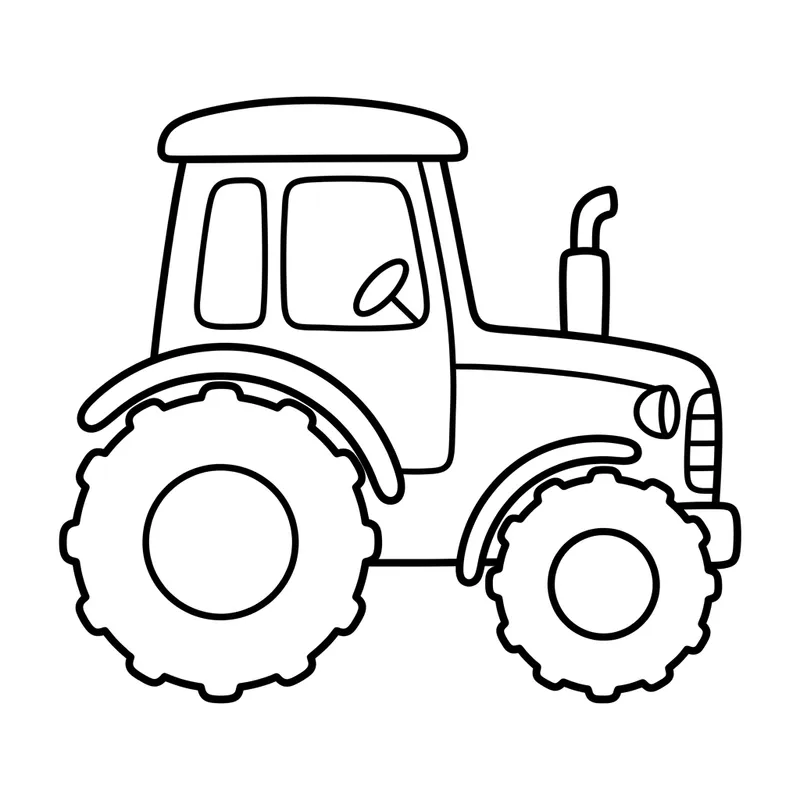 Simple Toy Tractor Coloring Page for Kids | Easy & Fun Design