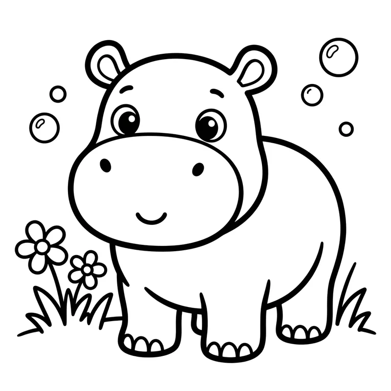 Adorable Hippo Coloring Page for Kids Adorable Hippo Coloring Page for Kids