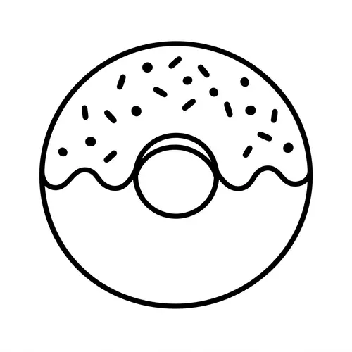 Simple Doughnut Line Art for Kids Coloring