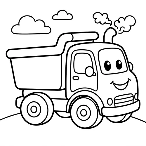 Cute Line-Art Truck for Kids to Color