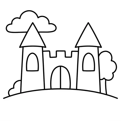 Simple Castle Coloring Page for Toddlers
