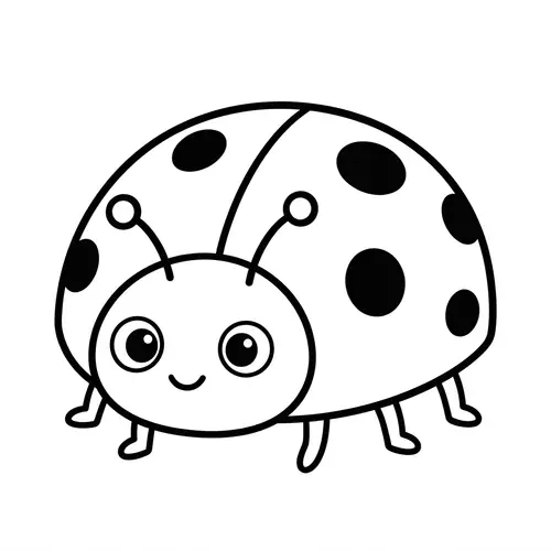 Cute Lady Bug Coloring Page for 1-Year-Olds