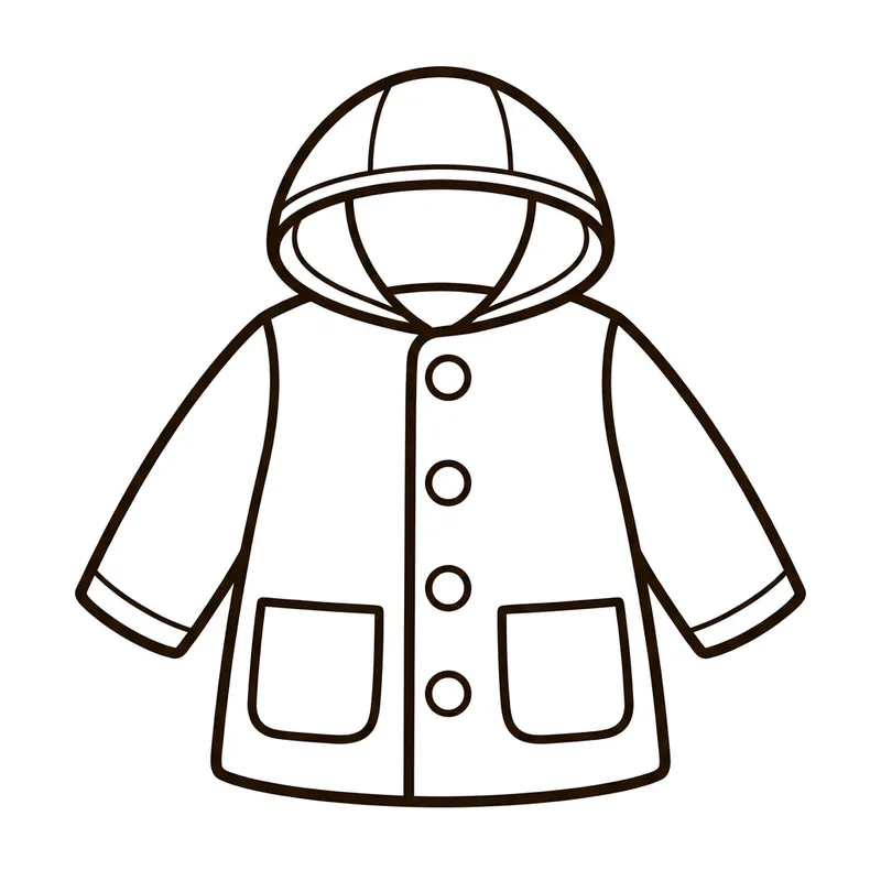 Simple Line-Art Coat Coloring Page for Kids