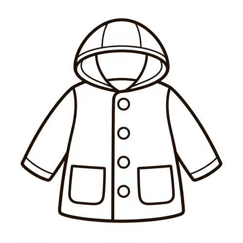 Simple and Adorable Line-Art Coat Illustration for Kids