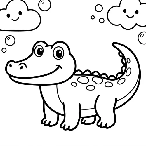 Cute Crocodile Coloring Page for 1-Year-Olds