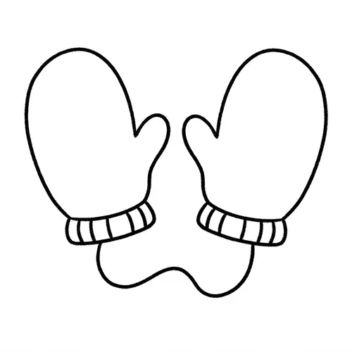 Simple Line-Art Mittens for Kids Coloring