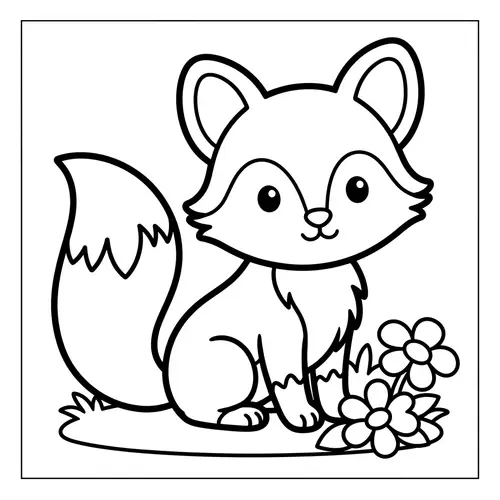 Adorable Fox Coloring Page for 1-Year-Olds