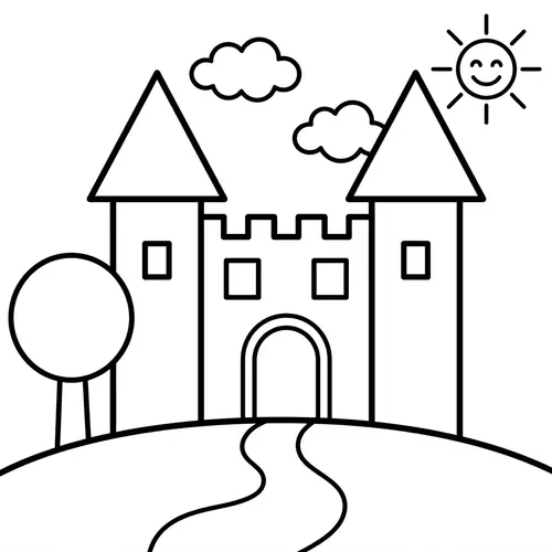 Simple Castle Coloring Page for Toddlers