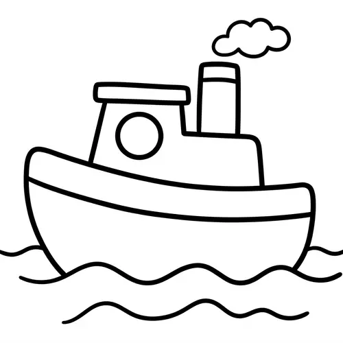 Simple Boat Coloring Page for 2-Year-Olds