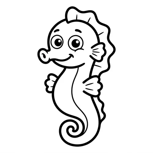 Cute Sea Horse Coloring Page for 1-Year-Olds