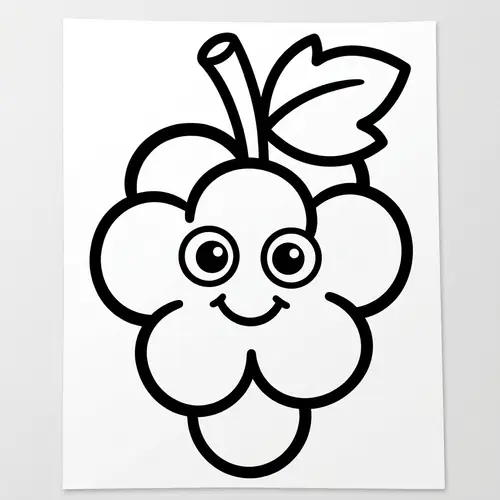 Cute Grapes Coloring Page for Toddlers