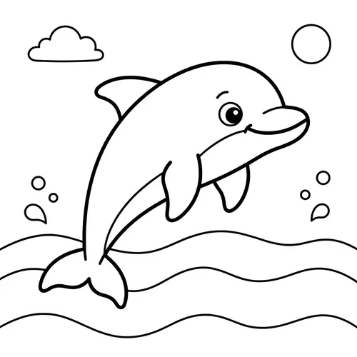 Cute Dolphin Coloring Page for 1-Year-Olds