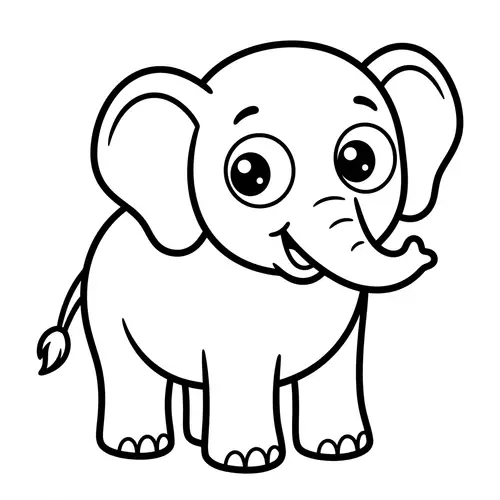 Cute & Friendly Elephant Coloring Page for Kids