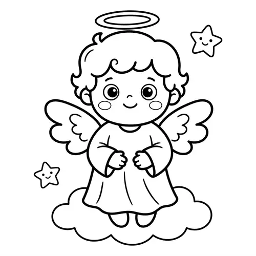 Adorable Angel Coloring Page for Toddlers